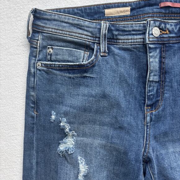 NWT Anthropologie Pilcro Womens 28 Jeans Slim Boyfriend Crop Distressed Denim - Picture 2 of 16